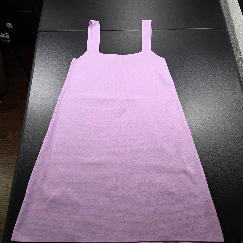 Zara Lavender Purple Knit Mini Dress Square Neck A-Line Sleeveless Small